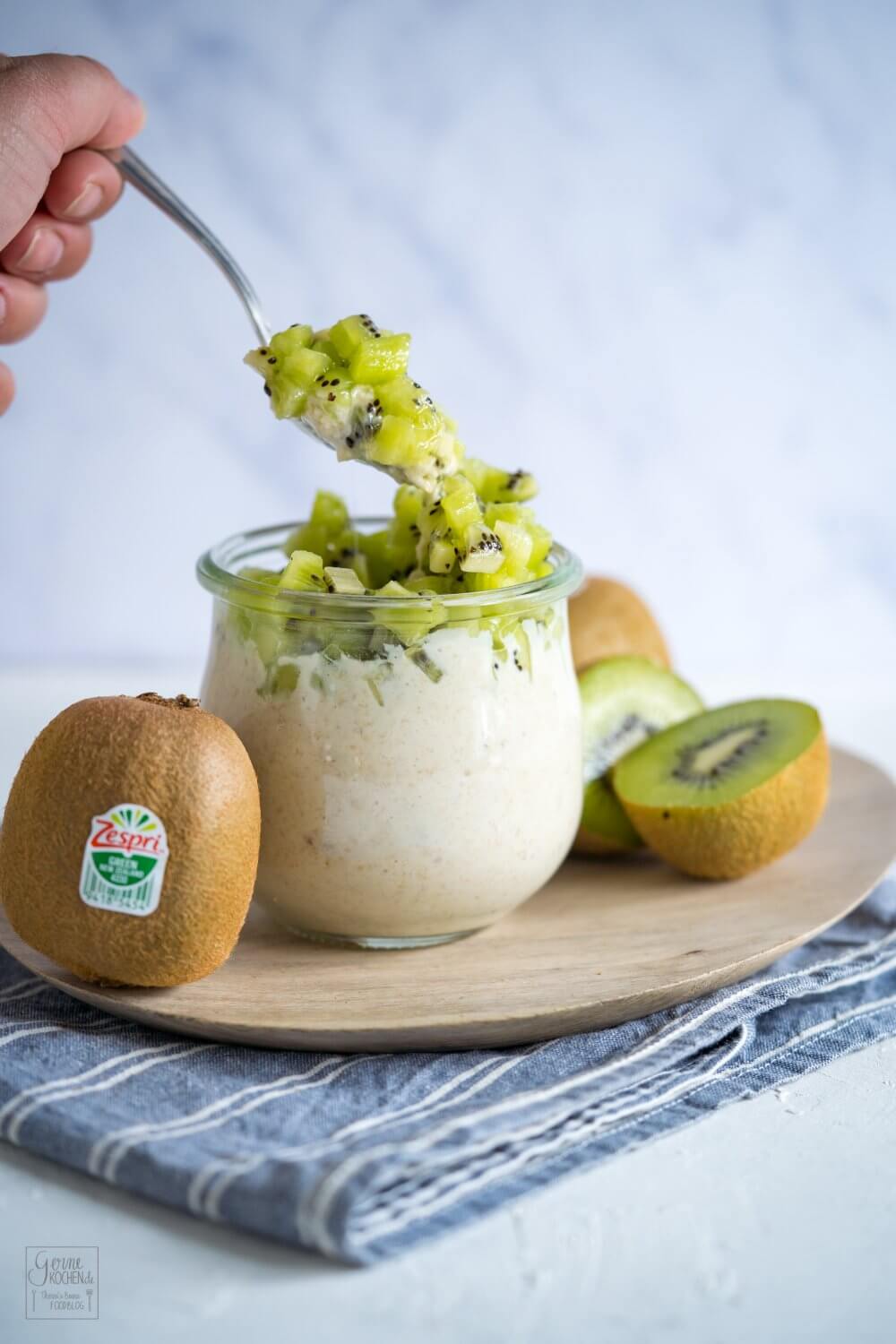 overnight oats mit green kiwi