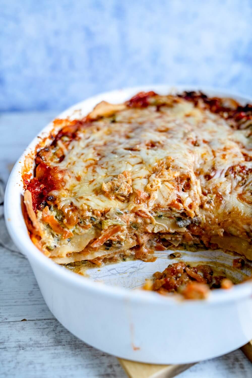 Natürlich braucht die Gemüselasagne extra viel Käse.