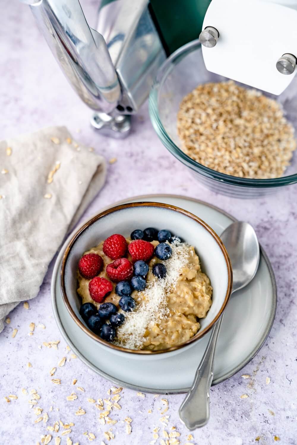 Die Haferflocken im Vanillepudding Porridge sind wirklich sehr fein.