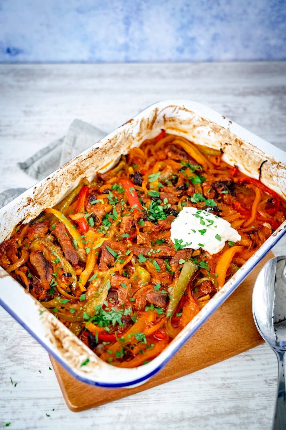 Unser Reisfleisch enthält leckere Paprika.