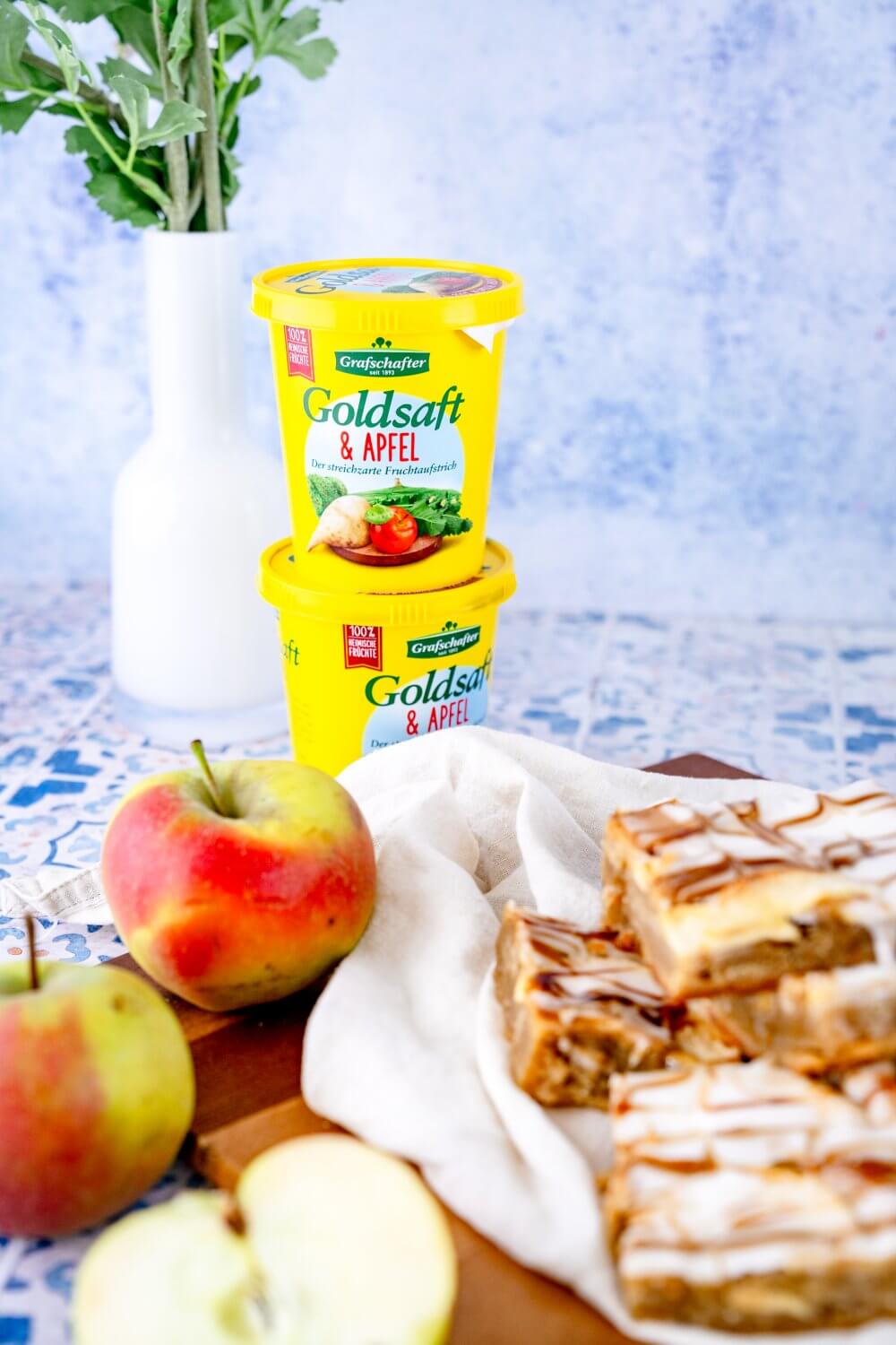 Auch wenn der Goldsaft zum Geschmack beiträgt, stehen natürlich die Äpfel im Vodergrund.