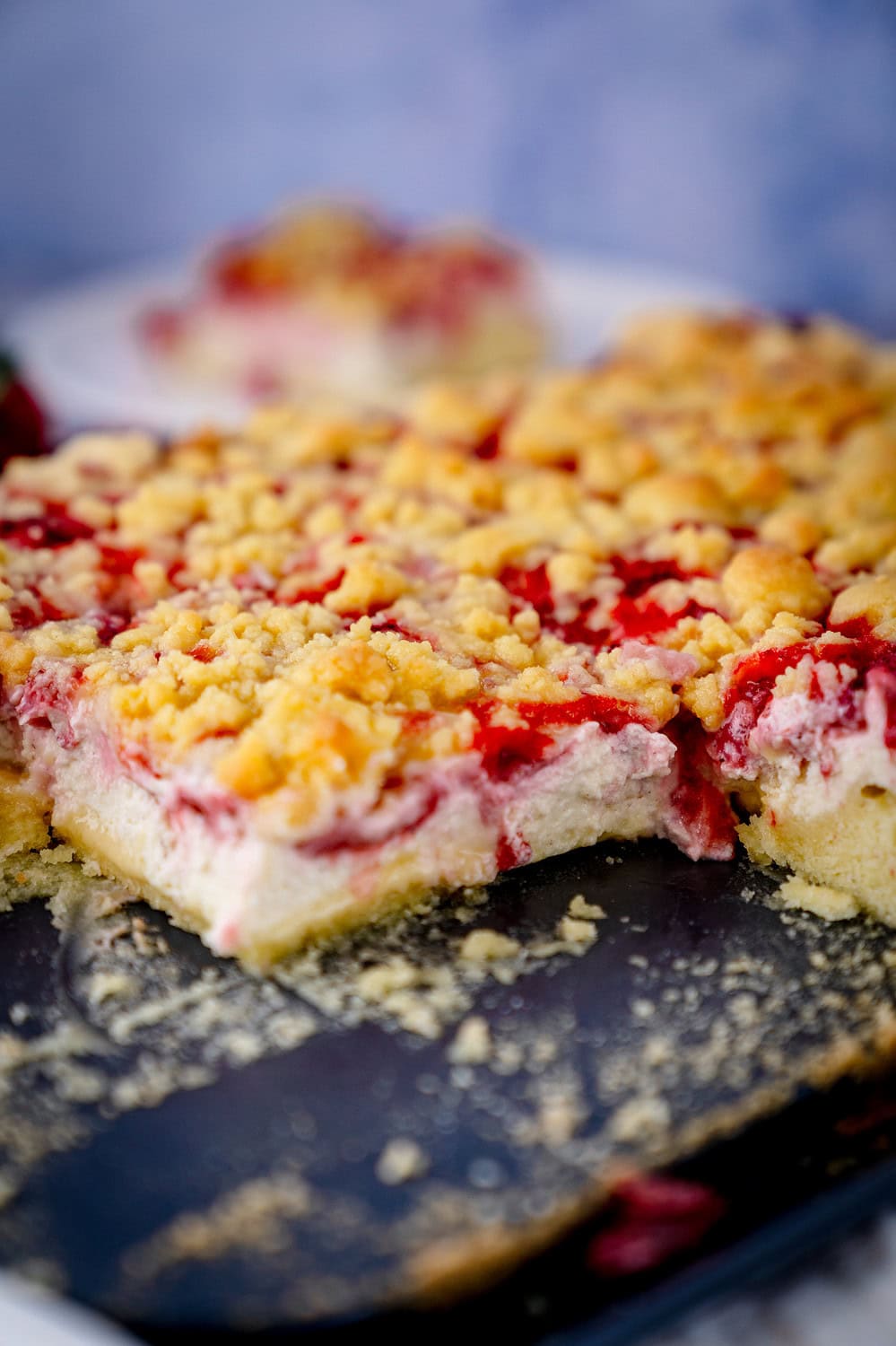 Dieser leckere Erdbeer-Streuselkuchen ist genau das richtige in der Frühlingszeit.