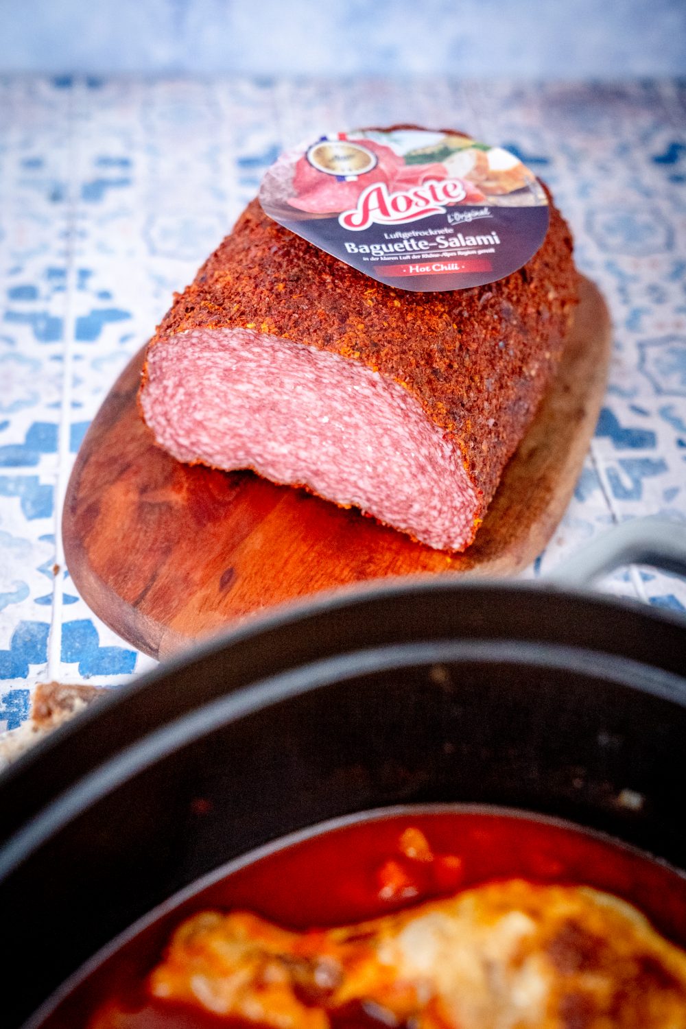 Für unser Baskisches Hähnchen nutzen wir Aoste Salami.