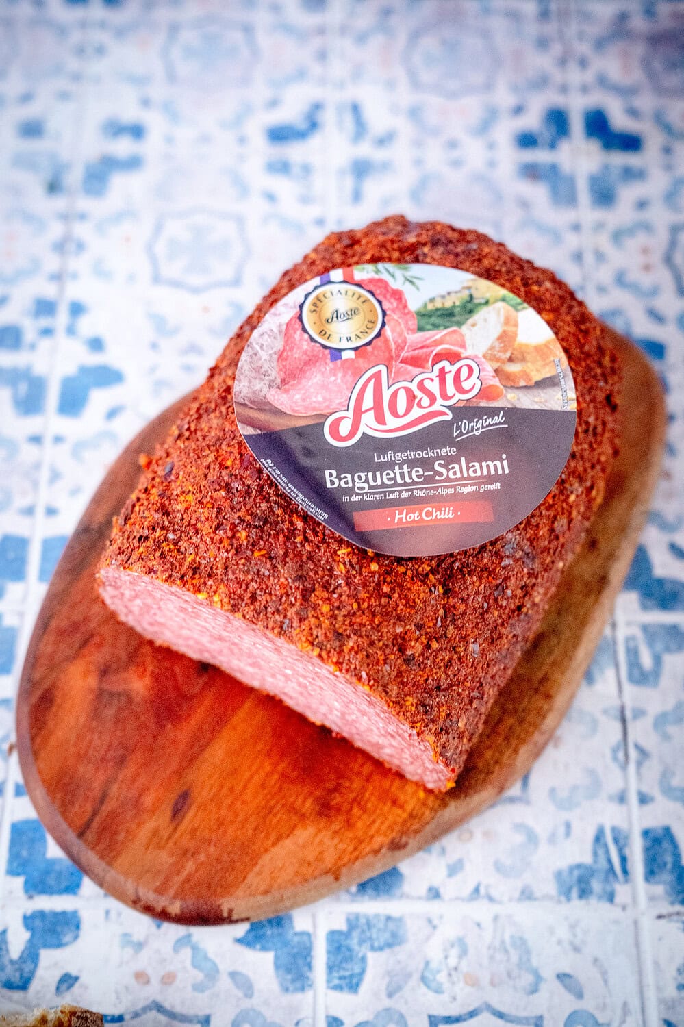 Aoste Baguette-Salami gibt es mit Hot Chili Geschmack.
