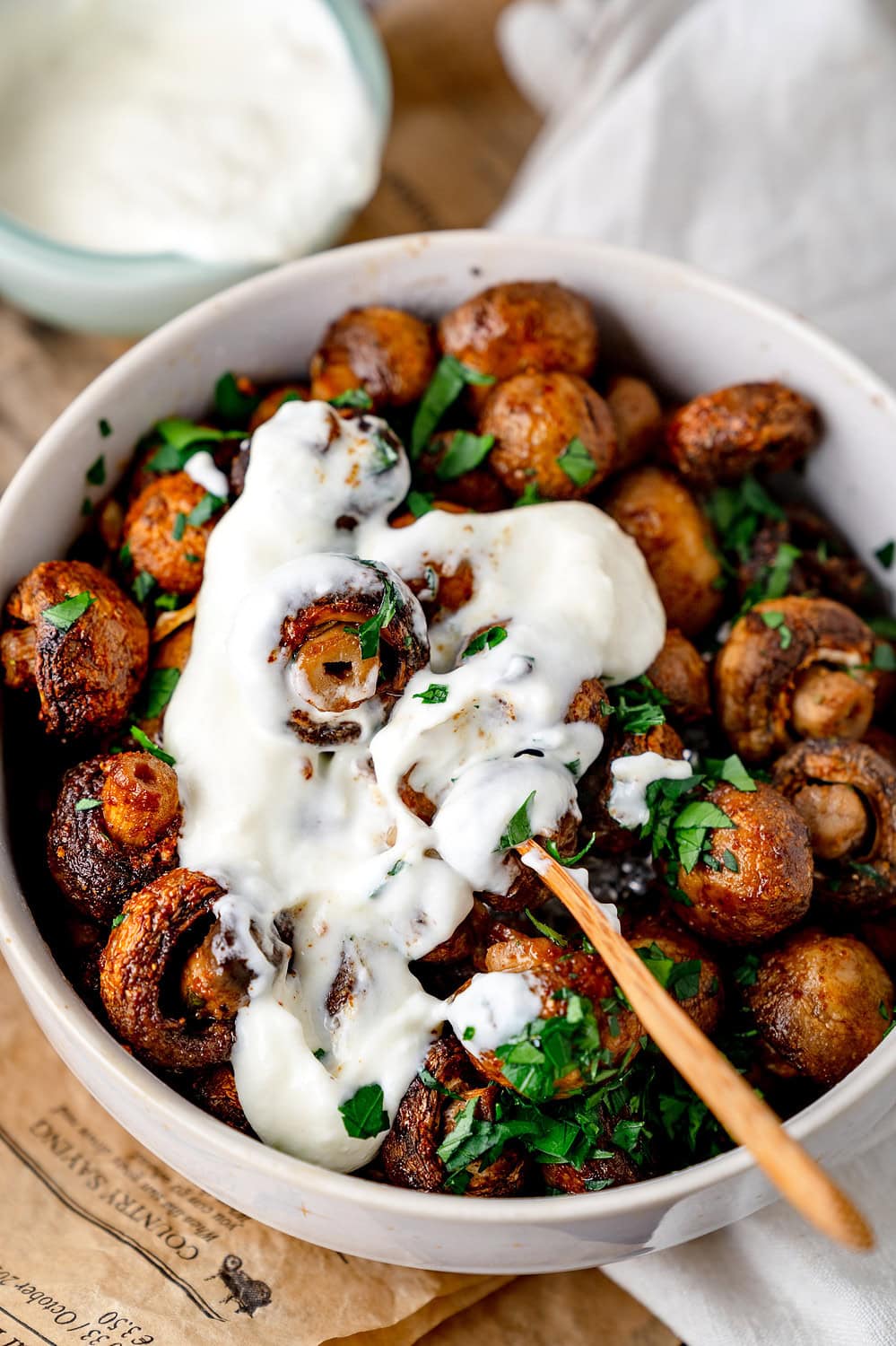 Champignons aus der Heißluftfritteuse