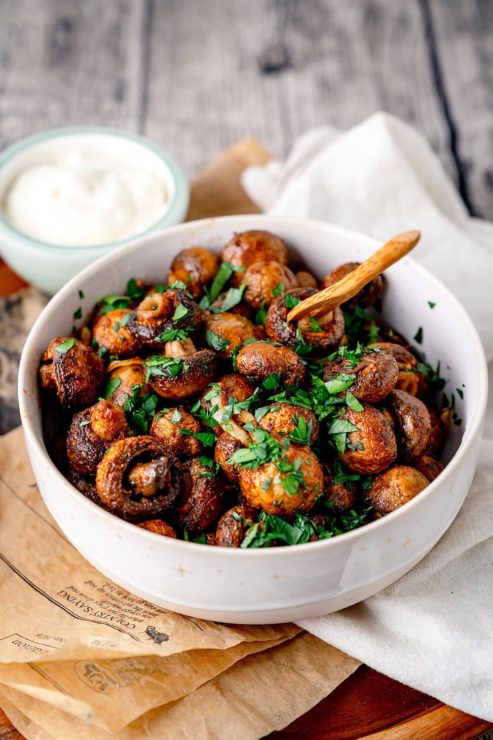 Champignons aus der Heißluftfritteuse
