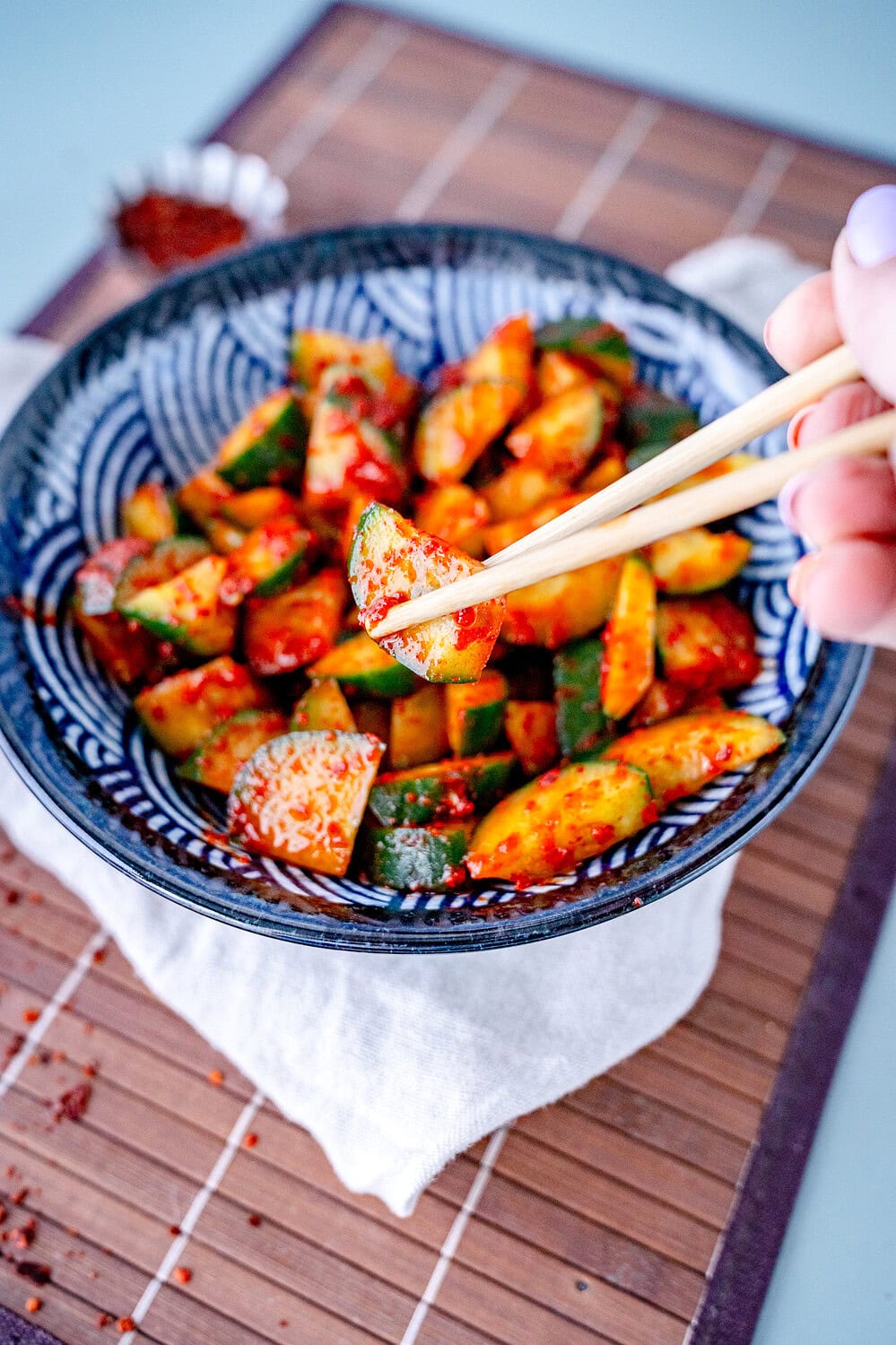 Leckerer Gurkensalat mit Gochuharu Chili